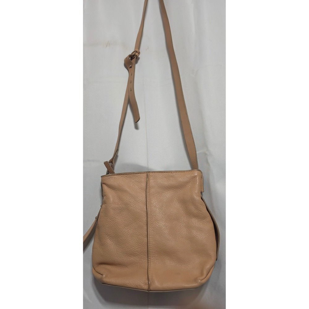 Lucky Brand Tan Pebbled Leather Crossbody Bag RN80318 Nude Minimalist Purse